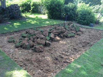 Turf removed for an office base