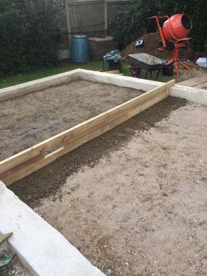 Thin concrete base in ring beam